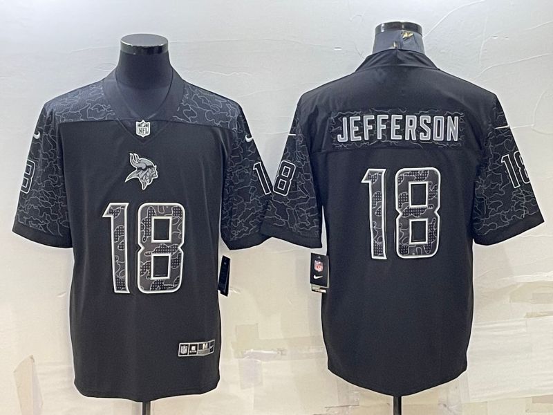 Men Minnesota Vikings 18 Jefferson Black Reflector 2022 Nike Limited NFL Jersey